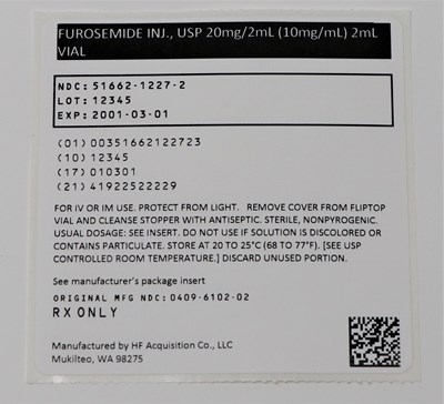 51662122723 Furosemide Pouch Label